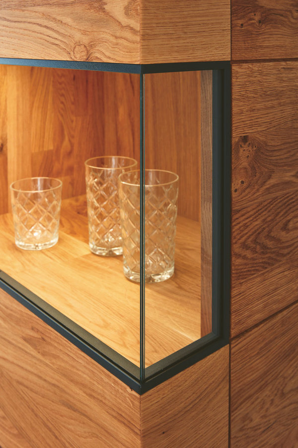 Wimmer Wohnwand Acerro verschiedene Holzarten mit Beleuchtung  Größe: 370 x 205,8 x 56,1 cm