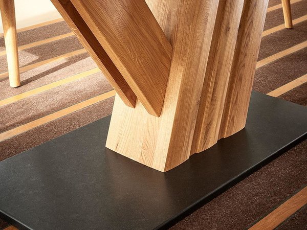 Wimmer Nyon Säulenesstisch mit Granit Bodenplatte verschiedene hochwertige Holzarten und Größen
