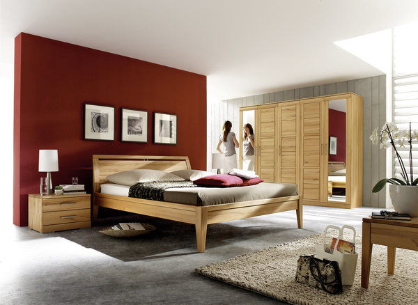 Wimmer Casera Schlafen Bett mit Beleuchtung, verschiedene Liegeflächen und Holzarten Luxushöhe 49 cm