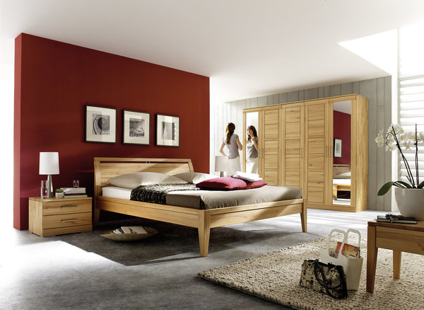 Wimmer Casera Schlafen Bett mit Beleuchtung, niedriges Stollenfußteil,Komforthöhe 42,8 cm