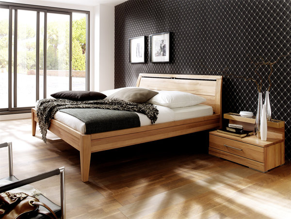 Wimmer Casera Schlafen Bett mit Beleuchtung, niedriges Stollenfußteil,Komforthöhe 42,8 cm