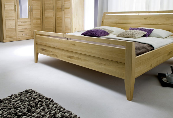 Wimmer Casera Schlafen Bett mit Beleuchtung, und hohem Stollenfußteil,Komforthöhe 42,8 cm