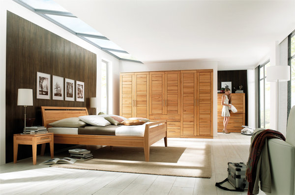 Wimmer Casera Schlafen Bett mit Beleuchtung, und hohem Stollenfußteil,Komforthöhe 42,8 cm