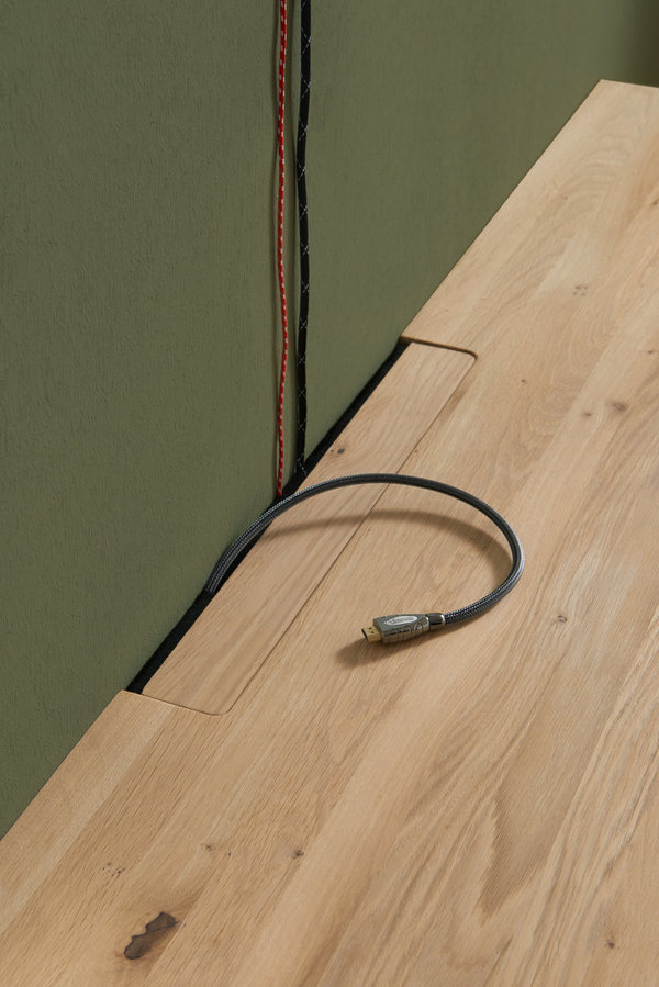Wimmer Casera Lowboard mit 2 Schubladen, einer Holztür und Kabelmanagment, Größe 176 x 46,8 x 60 cm