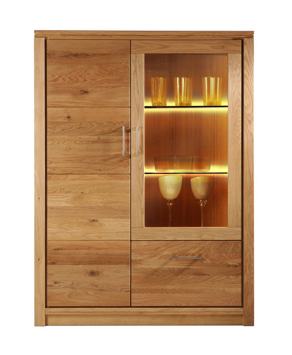 Wimmer Aruna Highboard ,verschiedene Holzarten, Beleuchtung Größe: 117 x 158,7 x 40,5 cm (B x H X T)