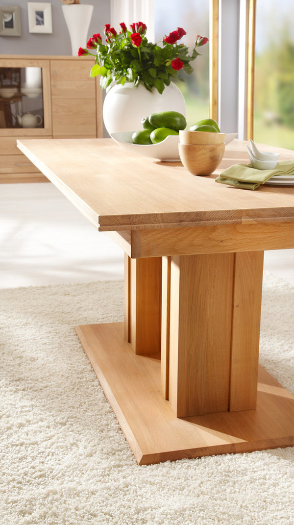 Wimmer Aruna Säulenesstisch mit Holzbodenplatte, verschiedene Längen und Holzarten