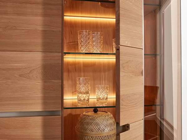 Wimmer Acerro Vitrine  mit Beleuchtung, verschiedene Holzarten, Größe: 97,6 x 177,4 x 42,1 cm