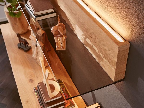 Wimmer Wandboard Acerro in L-Form mit Beleuchtung, verschiedene Holzarten & Größen wählbar